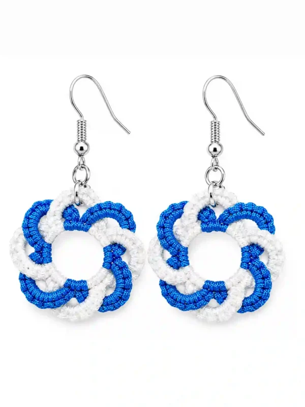 Boucles d’oreilles rosace en macramé turquoise