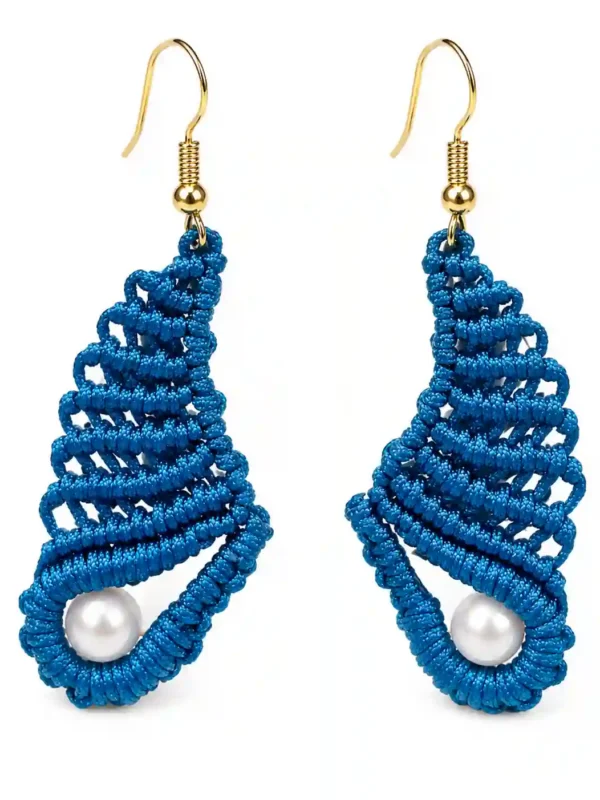 Boucles d’oreilles lagune en macramé turquoise
