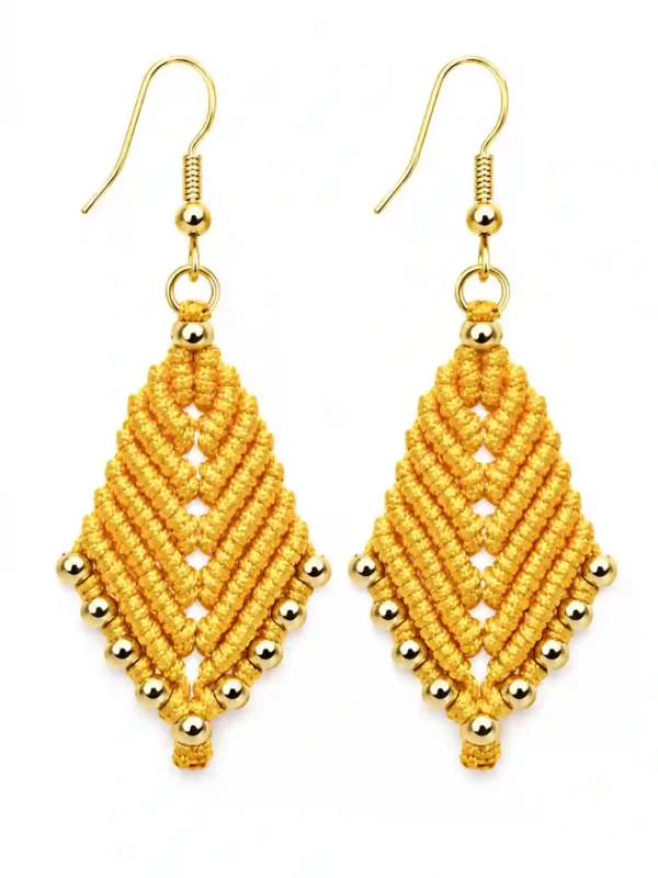 Boucles d’oreilles phoenix en macramé abricot