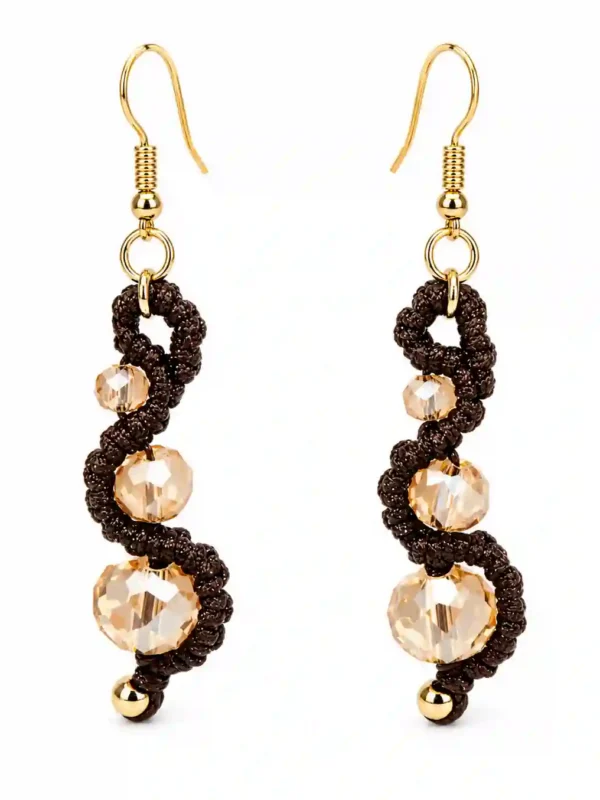 Boucles d’oreilles volute en macramé noir