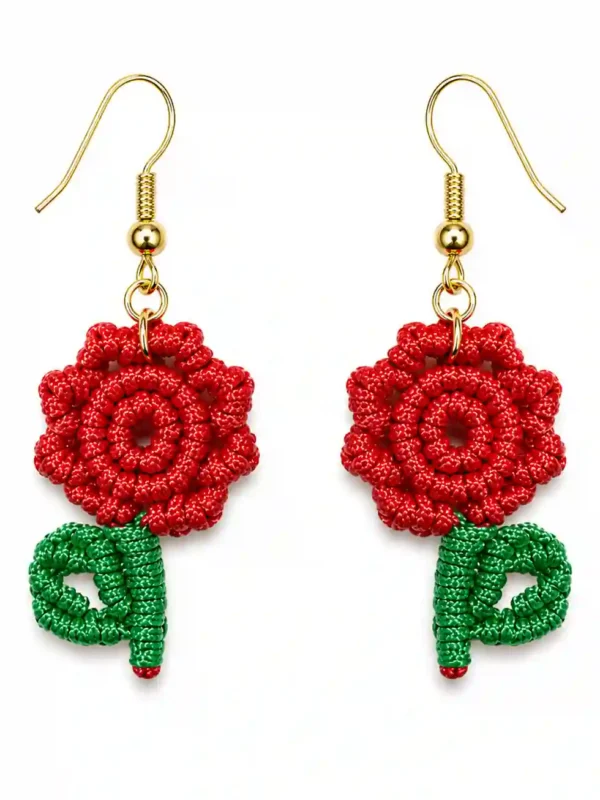 Boucles d’oreilles roses en macramé rose